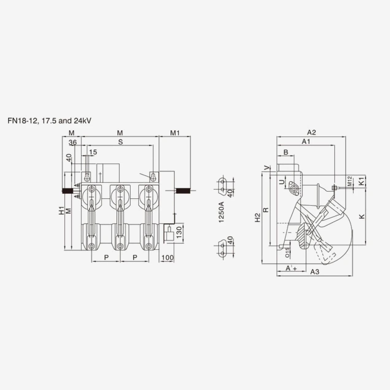 FN18 12/24kV Indoor Air-Insulated Load Switch and Fuse Combination 400/630/1250A